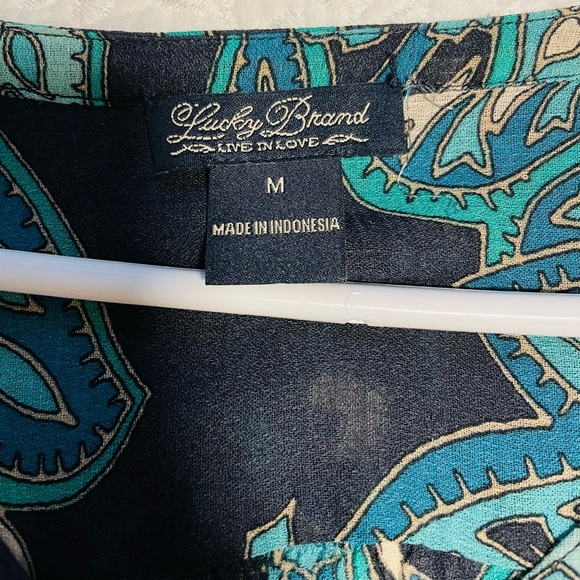 Lucky Brand- Paisley teal/navy blouse - Picture 2 of 3